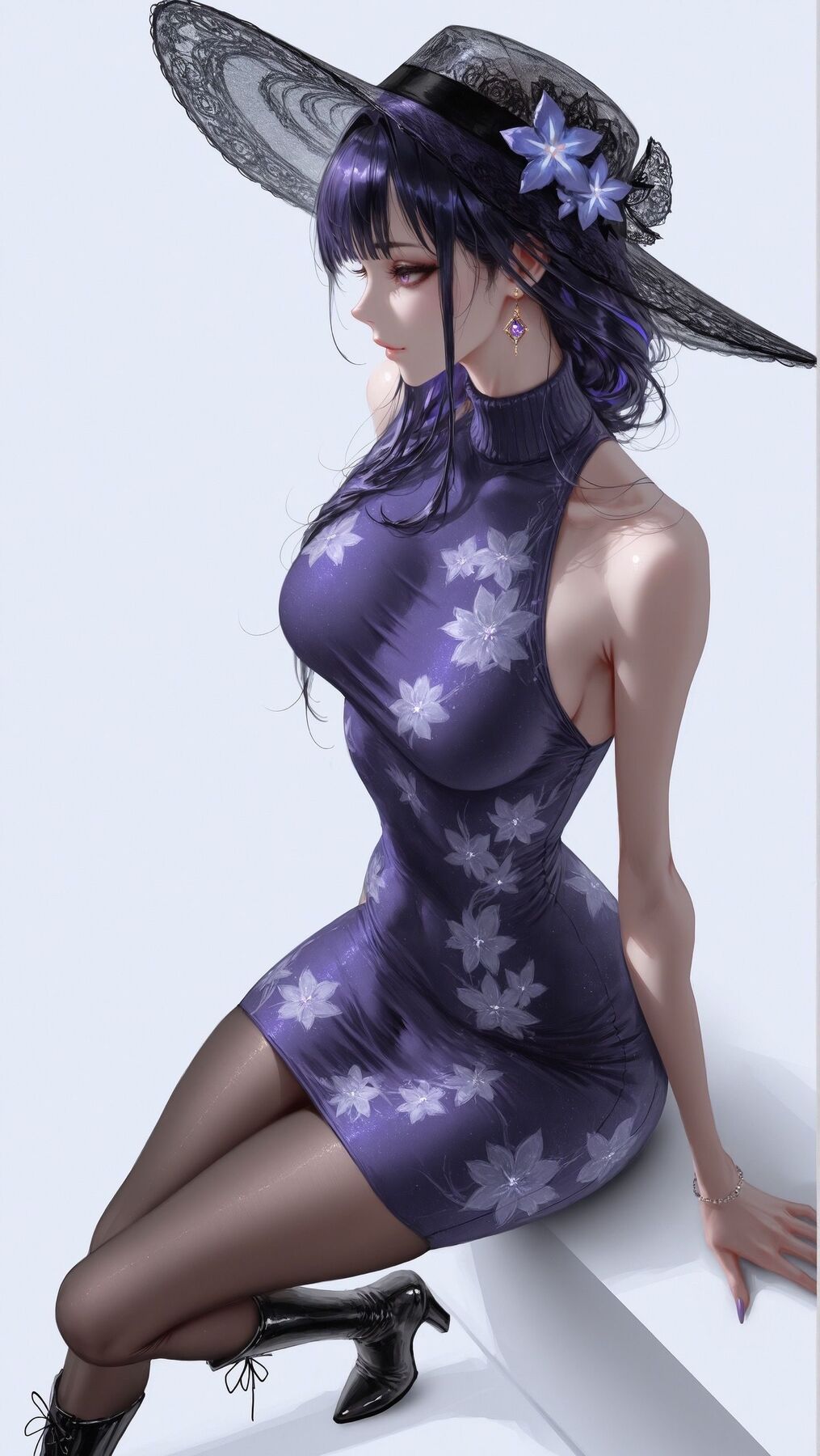 2K超清壁纸 原神 雷电将军 多角度服装及侧颜展示 游戏二次元 Ai绘画 黑丝大长腿,第3张 2K超清壁纸 原神 雷电将军 多角度服装及侧颜展示 游戏二次元 Ai绘画 黑丝大长腿