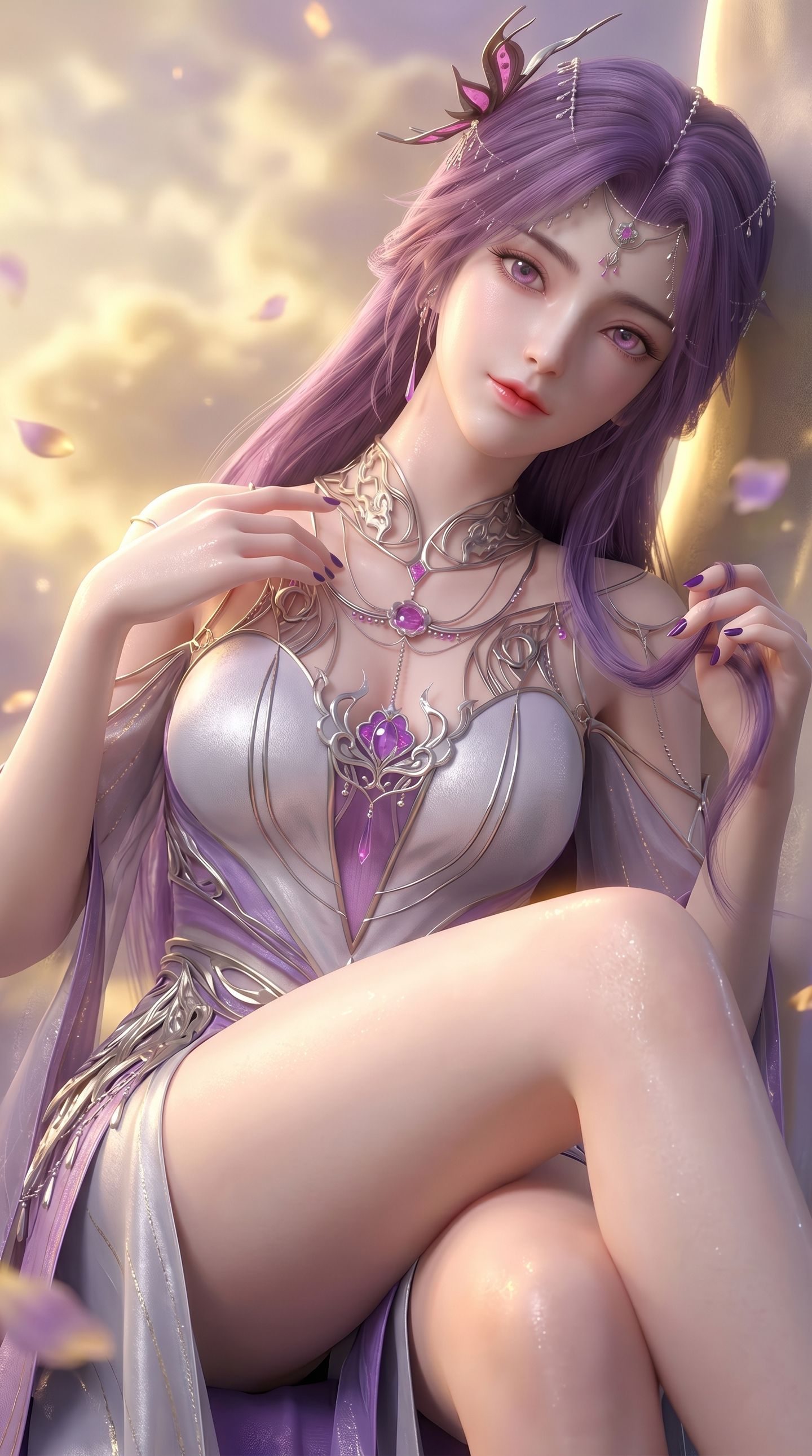国漫女神壁纸 动漫美图 完美世界 云曦 古装古风美人 紫色韵味