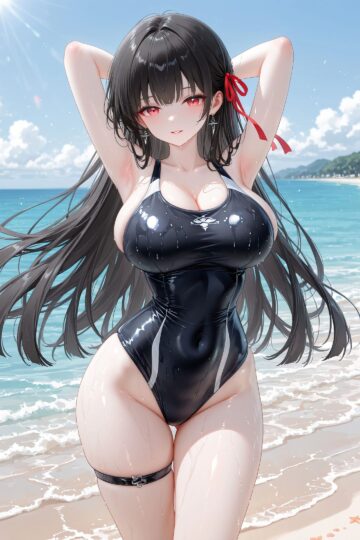 千咲海边沙滩泳装比基尼版 二次元福利美图 鸣潮游戏角色图片壁纸-皮皮兔动漫